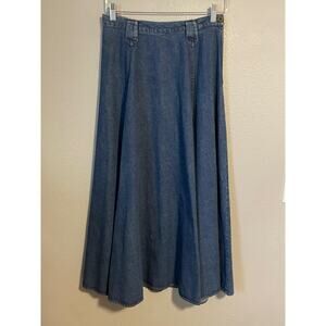 Vintage Studio West Denim Skirt Womens Small Blue Maxi Western Cowgirl 90s